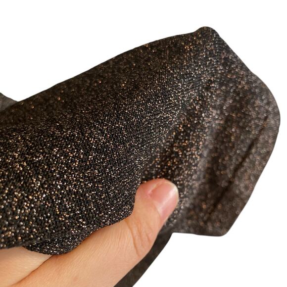 J McLaughlin Brown Gold Metallic Knit Aline Holiday Sparkly Dress Size Medium - Picture 9 of 16